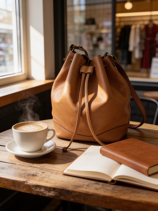 Madewell Handbags - Madewell Tan Brown Leather Bucket Drawstring Bag Brown Purse Crossbody Shoulder